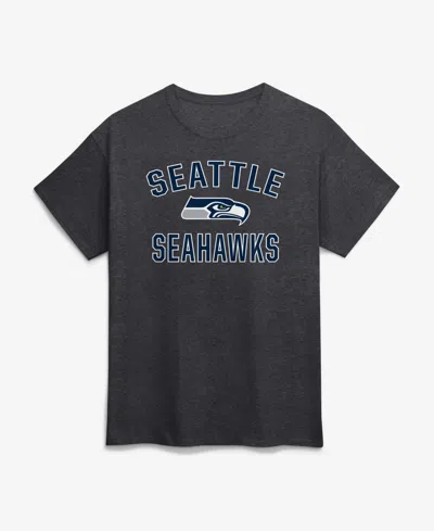 Logo Athletic Men's Charcoal Seattle Seahawks Cotton Victory Arch T-shirt In Black