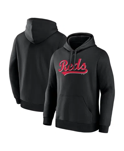 Logo Athletic Men's Cincinnati Reds Wordmark Fleece-lined Hoodie In Black