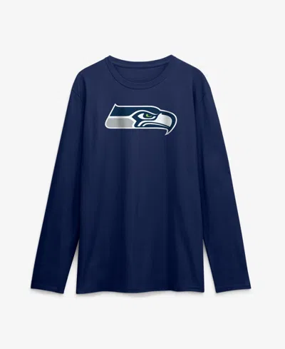 Logo Athletic Men's College Navy Seattle Seahawks Primary Logo Long Sleeve T-shirt In Blue