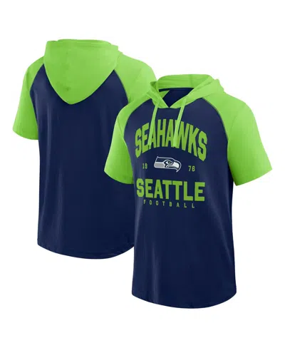 Logo Athletic Men's College Navy Seattle Seahawks Prime Hoodie T-shirt In Blue