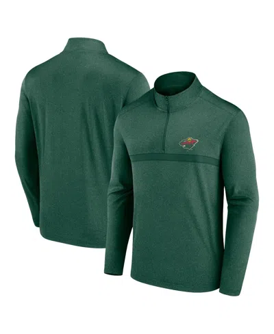 Logo Athletic Men's Dark Heather Green Minnesota Wild Head-to-head Raglan Quarter-zip Sweatshirt