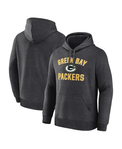 Logo Athletic Men's Green Bay Packers Arch Victory Long-sleeve Classic-fit Cotton-blend Pullover Hooded Sweatshirt In Gray