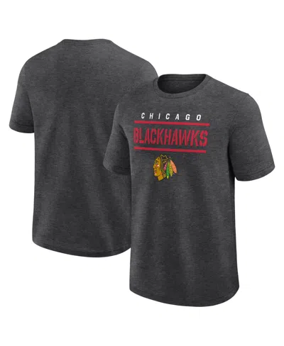 Logo Athletic Men's Heather Charcoal Chicago Blackhawks Top Notch T-shirt In Gray