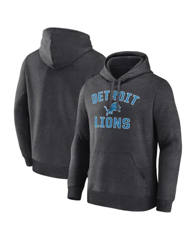 Logo Athletic Men's Heather Charcoal Detroit Lions Arch Victory Hoodie In Black