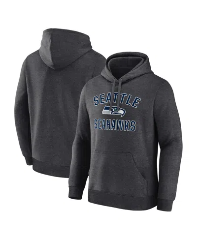 Logo Athletic Men's Heather Charcoal Seattle Seahawks Arch Victory Hoodie In Black