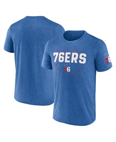 Logo Athletic Men's Heather Royal Philadelphia 76ers Block Practice Performance T-shirt In Blue