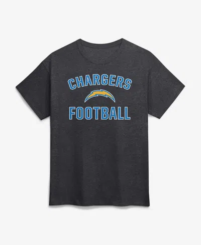Logo Athletic Men's Los Angeles Chargers Arch Victory Classic-fit Crewneck Cotton T-shirt In Charcoal