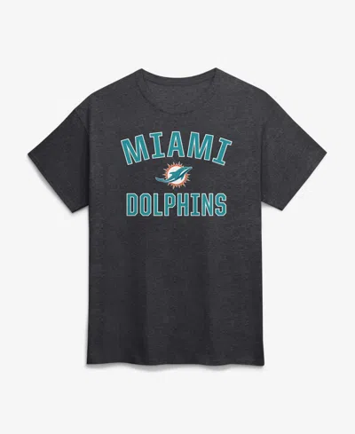 Logo Athletic Men's Miami Dolphins Classic-fit Crewneck T-shirt In Charcoal