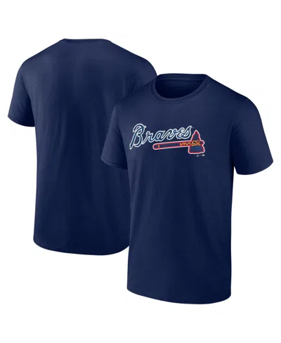 Logo Athletic Men's Navy Atlanta Braves Wordmark T-shirt In Blue