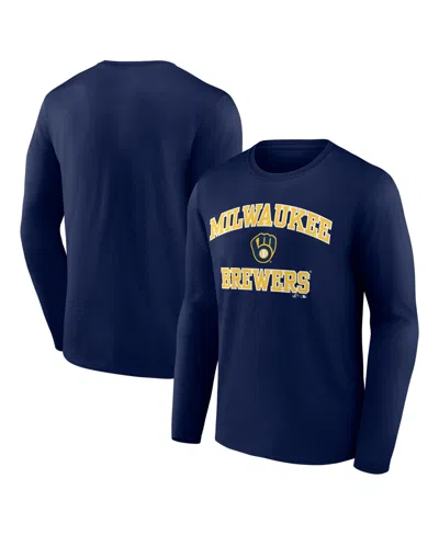 Logo Athletic Men's Navy Milwaukee Brewers Heart Soul Long Sleeve T-shirt In Multi