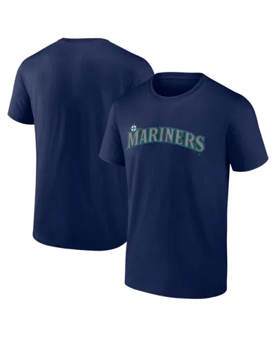 Logo Athletic Men's Navy Seattle Mariners Wordmark T-shirt In Blue