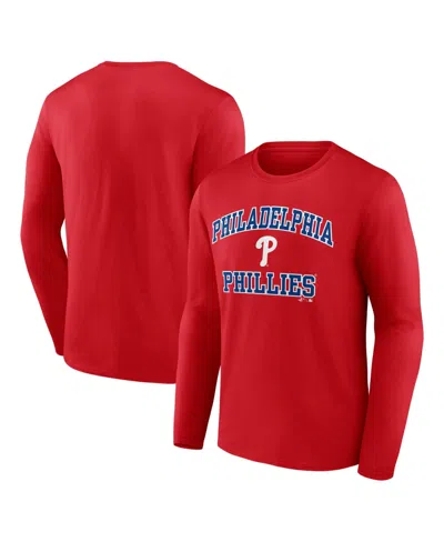Logo Athletic Men's Philadelphia Phillies Heart & Soul Long-sleeve Crewneck T-shirt In Red
