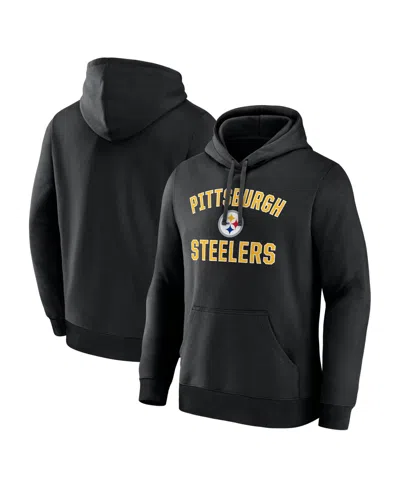 Logo Athletic Men's Pittsburgh Steelers Arch Victory Fleece-pullover Hoodie In Black