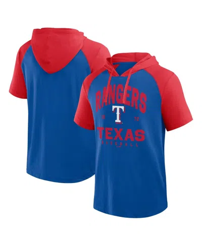 Logo Athletic Men's Royal Texas Rangers Prime Raglan Short Sleeve Hoodie T-shirt