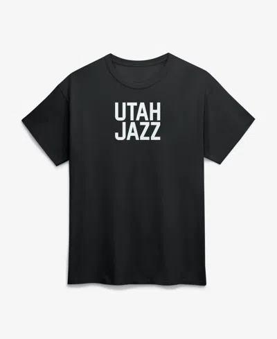 Logo Athletic Men's Utah Jazz Wordmark Classic-fit T-shirt In Black