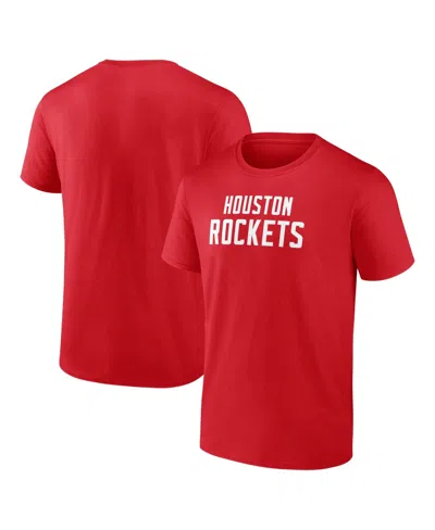 Logo Athletic Men's Wordmark Houston Rockets Classic Fit T-shirt In Red