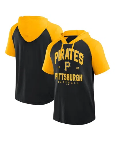 Logo Athletic Men'sâ Fanatics Black Pittsburgh Pirates Prime Raglan Short Sleeve Hoodie T-shirt