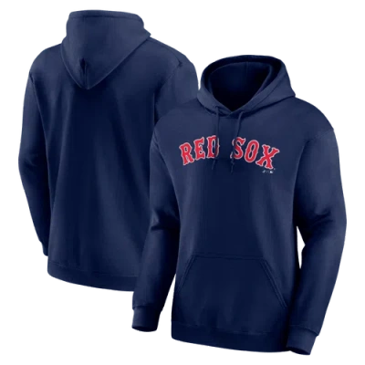 Logo Athletic Navy Boston Red Sox Wordmark Hoodie In Blue