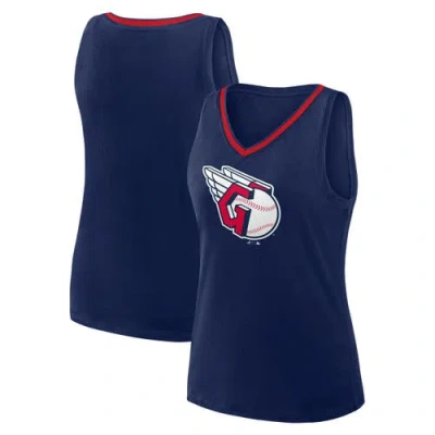 Logo Athletic Navy Cleveland Guardians Stellar Win V-neck Tank Top In Blue