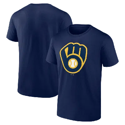 Logo Athletic Navy Milwaukee Brewers Official Logo T-shirt In Blue