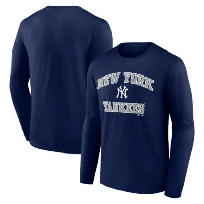 Logo Athletic Navy New York Yankees Heart & Soul Long Sleeve T-shirt In Blue