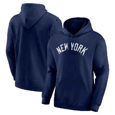 Logo Athletic Navy New York Yankees Wordmark Hoodie In Blue