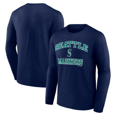 Logo Athletic Navy Seattle Mariners Heart & Soul Long Sleeve T-shirt In Blue