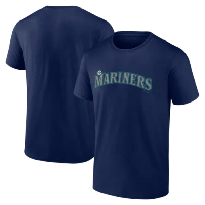 Logo Athletic Navy Seattle Mariners Wordmark T-shirt In Blue