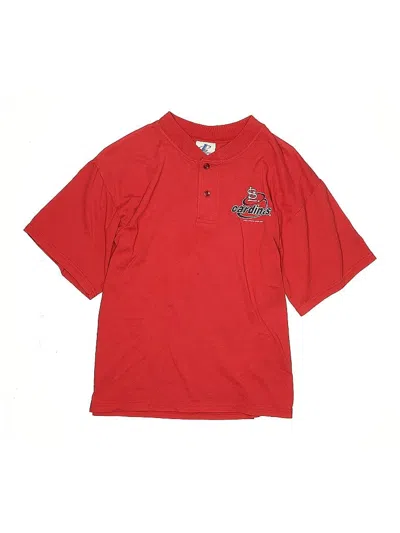 Pre-owned Logo Athletic Kids' Short Sleeve Henley Shirt In Red