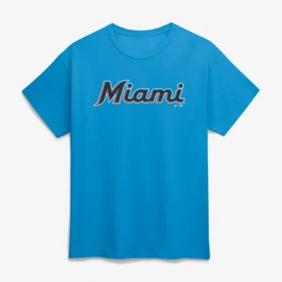 Logo Athletic Teal Miami Marlins Wordmark T-shirt In Blue