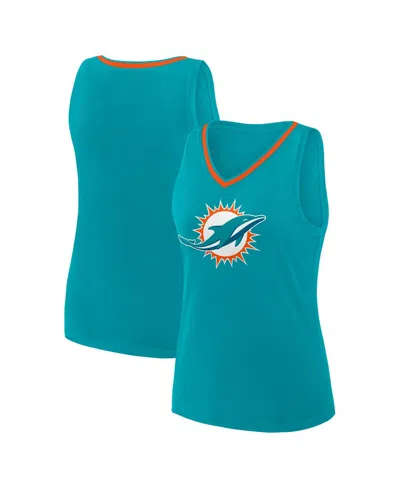 Logo Athletic Women's Aqua Miami Dolphins Stellar Win V-neck Tank Top In Blue