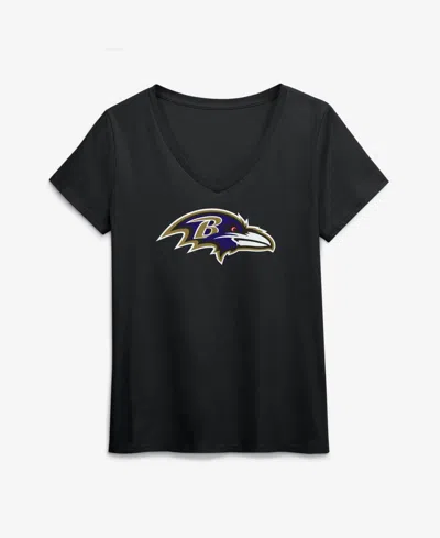 Logo Athletic Women's Baltimore Ravens Primary Logo V-neck Short-sleeve T-shirt In Black