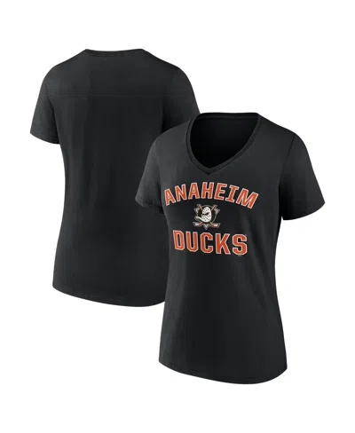 Logo Athletic Women's Black Anaheim Ducks Arch Victory V-neck T-shirt