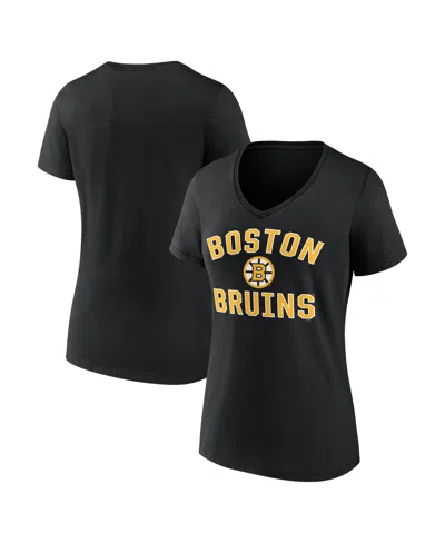 Logo Athletic Women's Black Boston Bruins Arch Victory V-neck T-shirt