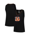 Logo Athletic Women's Black Cincinnati Bengals Plus Size Stellar Win V-neck Tank Top In Multi