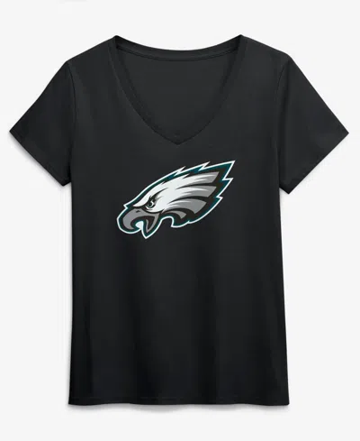 Logo Athletic Women's Black Philadelphia Eagles Primary Logo V-neck T-shirt