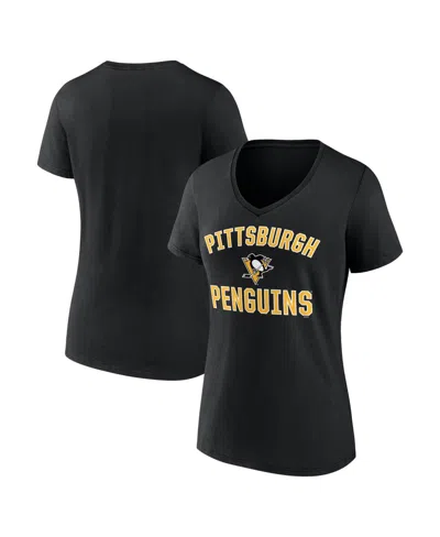 Logo Athletic Women's Black Pittsburgh Penguins Arch Victory V-neck T-shirt