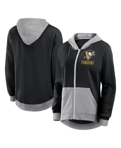 Logo Athletic Women's Black Pittsburgh Penguins Hit It French Terry Full-zip Hoodie