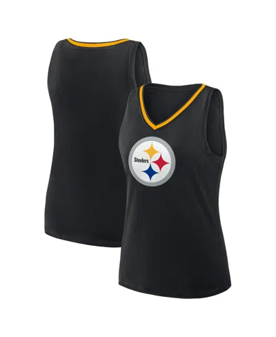 Logo Athletic Women's Black Pittsburgh Steelers Stellar Win V-neck Tank Top