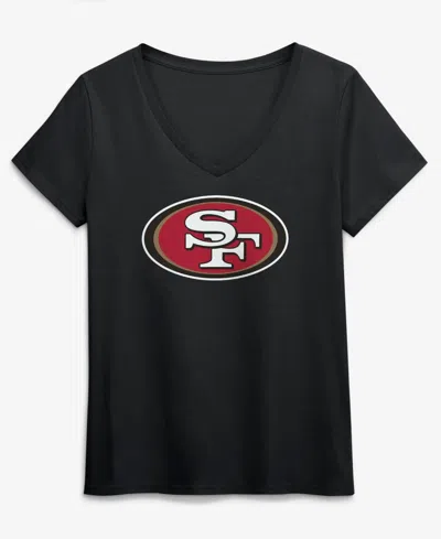 Logo Athletic Women's Black San Francisco 49ers Primary Logo V-neck T-shirt