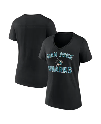 Logo Athletic Women's Black San Jose Sharks Arch Victory V-neck T-shirt