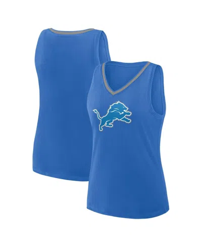 Logo Athletic Women's Blue Detroit Lions Stellar Win V-neck Tank Top