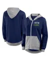 Logo Athletic Women's College Navy Seattle Seahawks Hit It French Terry Full-zip Hoodie In Blue