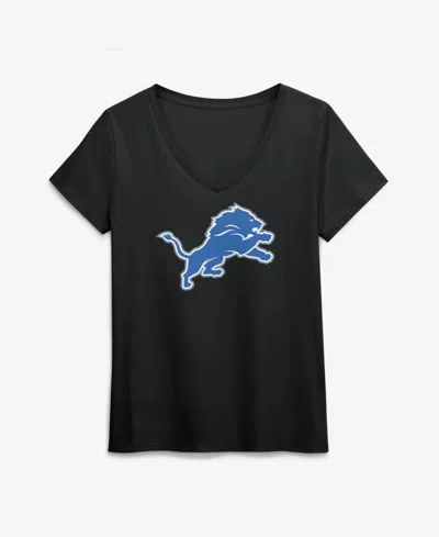 Logo Athletic Women's Detroit Lions V-neck Short-sleeve Tagless T-shirt In Black