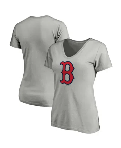 Logo Athletic Women's Gray Boston Red Sox V-neck T-shirt