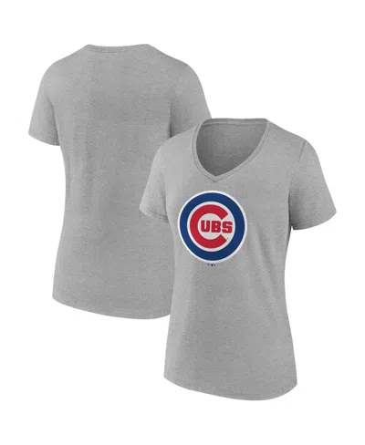 Logo Athletic Women's Gray Chicago Cubs V-neck T-shirt In Multi