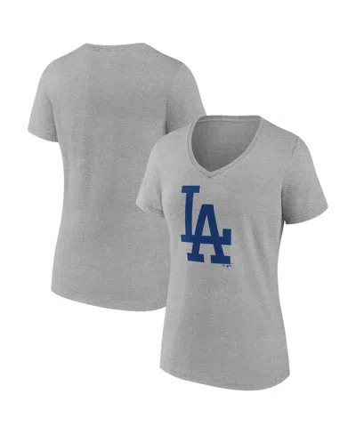 Logo Athletic Women's Gray Los Angeles Dodgers  V-neck T-shirt