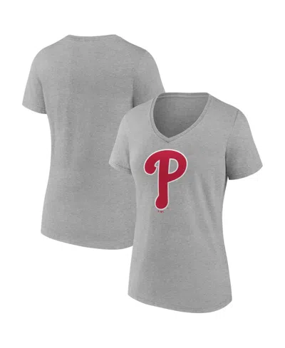 Logo Athletic Women's Gray Philadelphia Phillies V-neck T-shirt