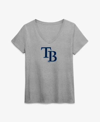 Logo Athletic Women's Gray Tampa Bay Rays  V-neck T-shirt