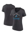 Logo Athletic Women's Heather Charcoal Detroit Lions Unrivaled V-neck T-shirt In Black